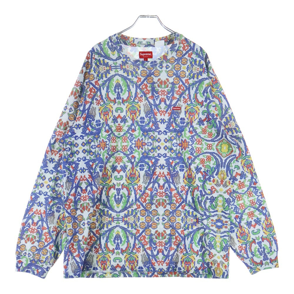 SUPREME(シュプリーム) 23SS Small Box Logo L/S Tee Tapestry タペストリープリント 総柄 スモールボックスロゴ クルーネック 長袖Tシャツ カットソー マルチカラー