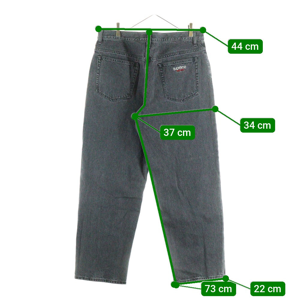 SUPREME(シュプリーム) 23SS Baggy Jean クラシックロゴ刺繍 ジップフライ バギーデニムパンツ ブラック