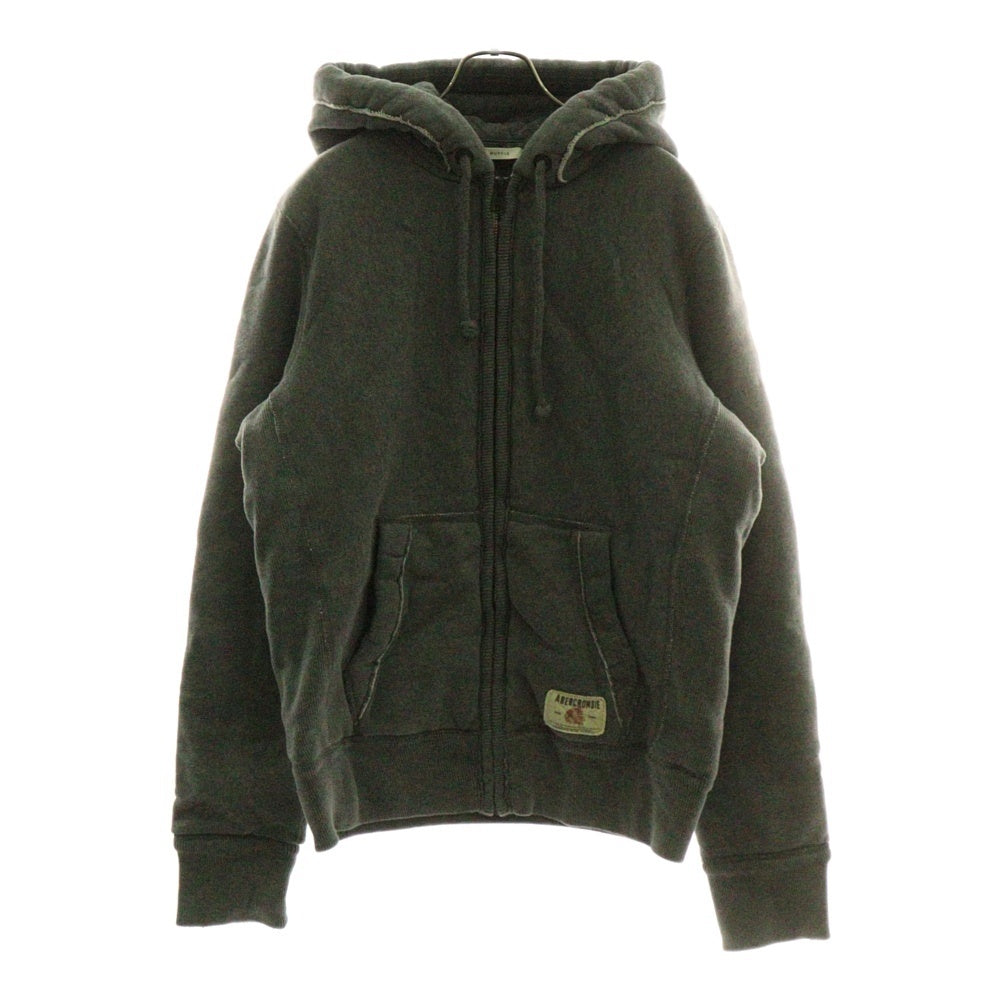 Abercrombie&Fitch(アバクロンビーアンドフィッチ) コットン 裏地キルティング ジップアップパーカー フーディー グレー