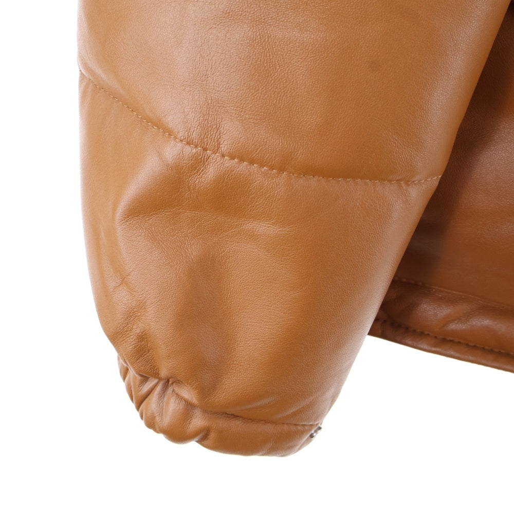 A BATHING APE(アベイシングエイプ) LEATHER CLASSIC DOWN JACKET シープスキン レザー クラシック ジップアップ ダウンジャケット ブラウン 001HJ9801018