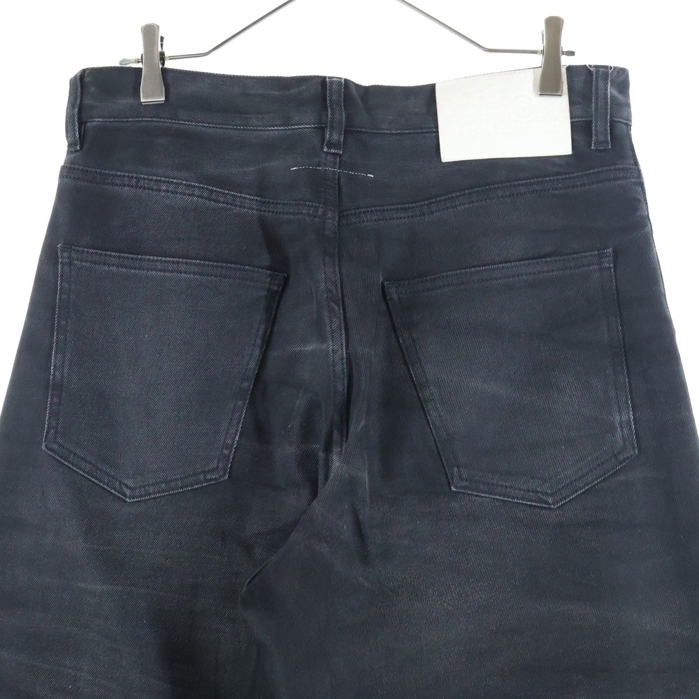 MM6 Maison Margiela(エムエムシックスメゾンマルジェラ) 5POCKET WIDE DENIM PANT ウォッシュ加工 5ポケット ジップフライワイドデニムパンツ ブラック S52LA0200 S30868