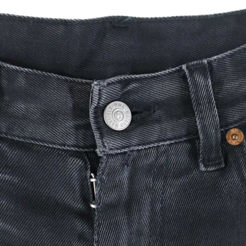 MM6 Maison Margiela(エムエムシックスメゾンマルジェラ) 5POCKET WIDE DENIM PANT ウォッシュ加工 5ポケット ジップフライワイドデニムパンツ ブラック S52LA0200 S30868