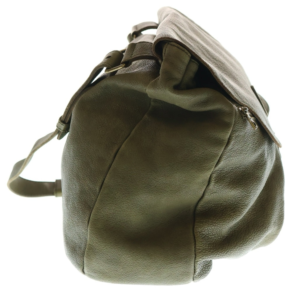 HUNTING WORLD(ハンティングワールド) ロゴプレート レザー ショルダーバッグ カーキ