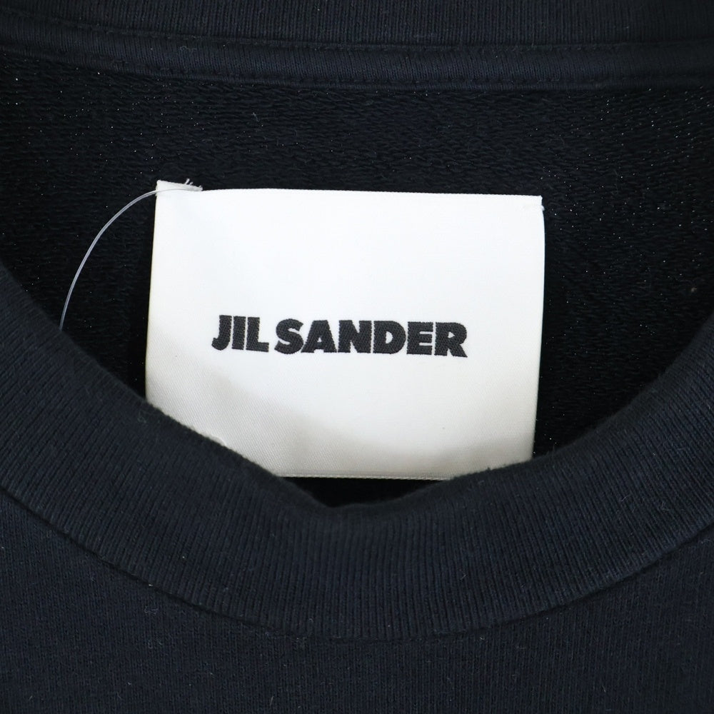 JIL SANDER(ジルサンダー) 21AW SWEATSHIRT CN LS フロントパネルデザイン クルーネック コットンスウェット トレーナー ブラック KK JM IW 0514