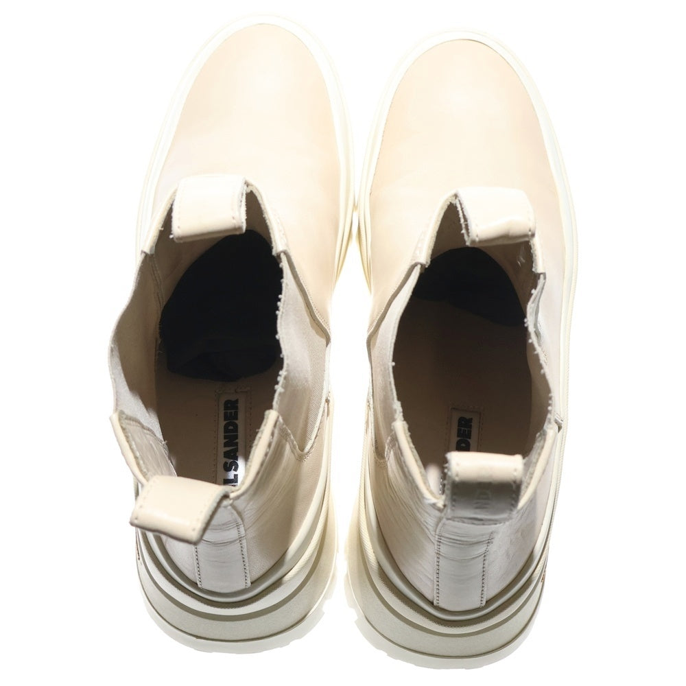 JIL SANDER(ジルサンダー) CHELSEA BOOTS VIBRAMソール サイドゴア レザーブーツ ベージュ JP33510A