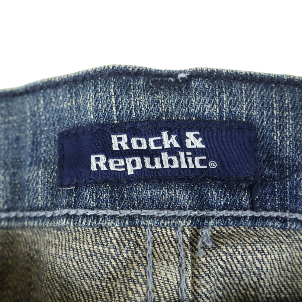 ROCK&REPUBLIC(ロックアンドリパブリック) シルバースタッズ ストレートデニムパンツ ジーンズ レディース インディゴ