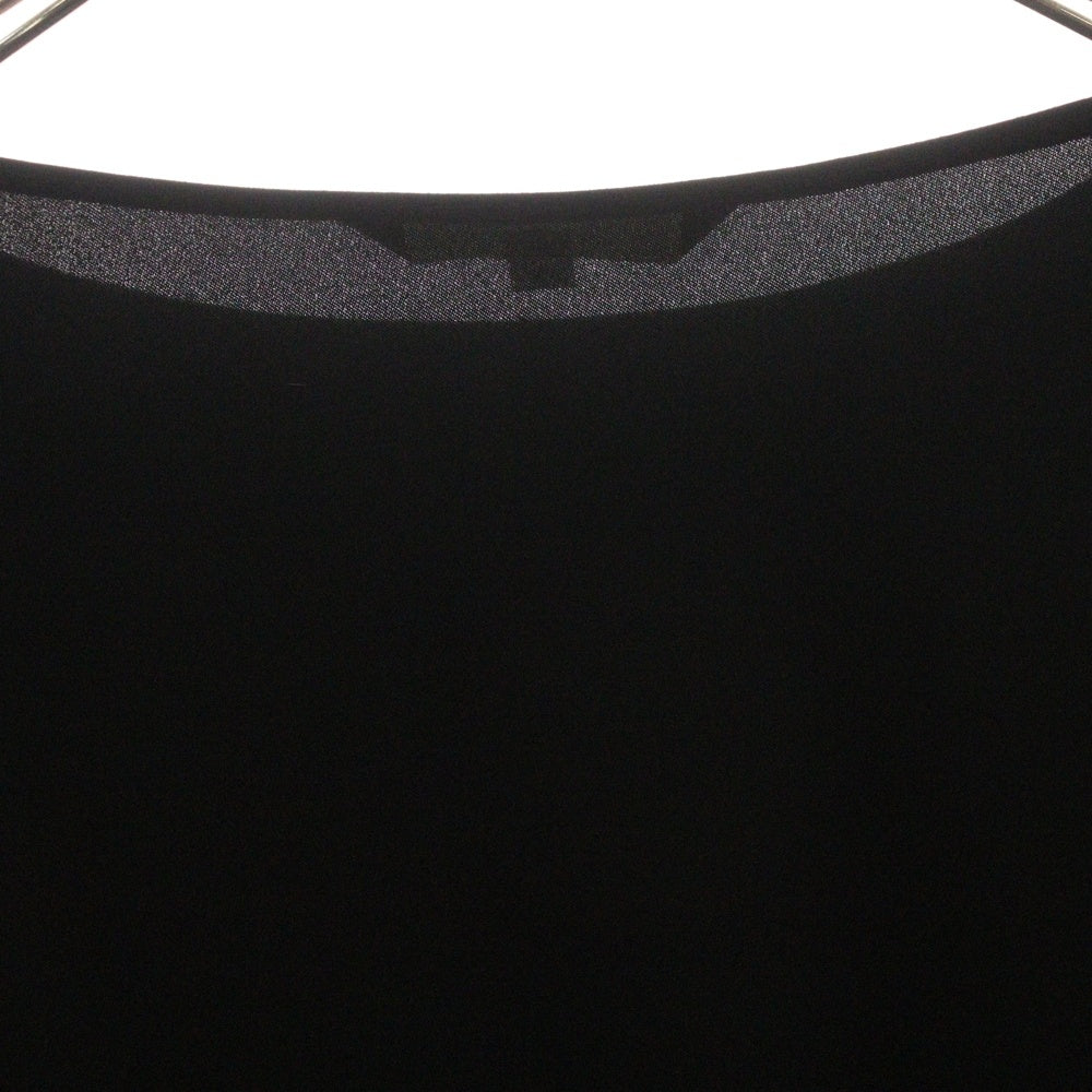 NO BRAND(ノーブランド) NATURAL BEAUTY (ナチュラルビューティー) ベルト付き ラウンドネック長袖Tシャツ カットソー レディース ブラック 018-7210108