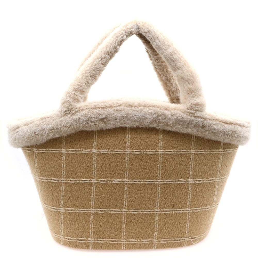 Samantha Thavasa(サマンサタバサ) ロゴパッチ付き ムートンキャンバスハンドバッグ レディース ブラウン