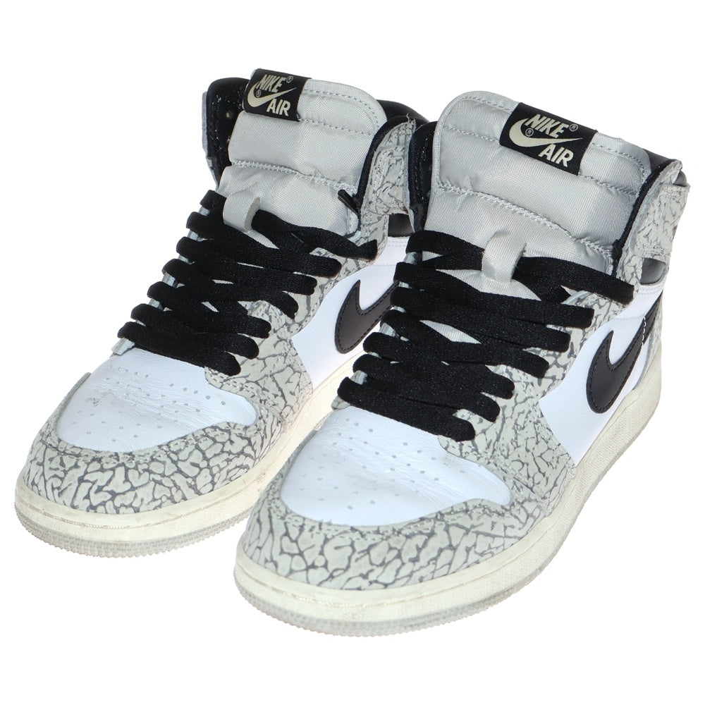 NIKE(ナイキ) AIR JORDAN 1 HIGH OG WHITE CEMENT エア ジョーダン 1 オージー ホワイト セメント ハイカットスニーカー レディース ホワイト/グレー US6.5/24.5cm FD1437-052