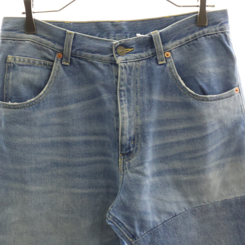 GUCCI(グッチ) 17AW ジップフライ バイカラー ストレート デニム パンツ インディゴ 475274-XR609