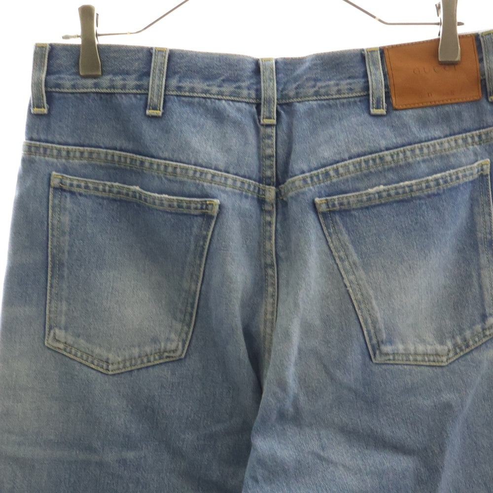 GUCCI(グッチ) 17AW ジップフライ バイカラー ストレート デニム パンツ インディゴ 475274-XR609