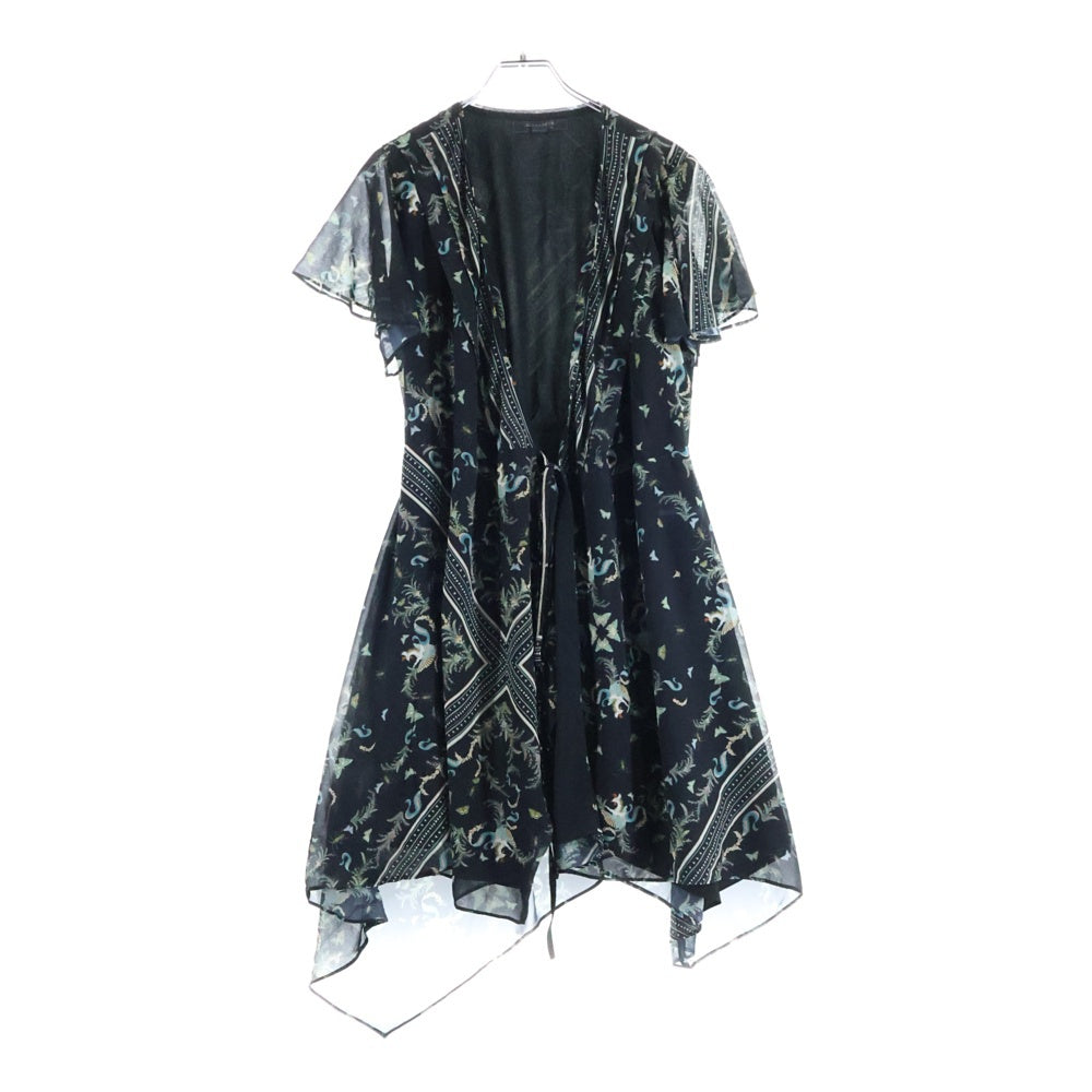 ALLSAINTS(オールセインツ) グラスプリント シアー ドレープ ブラウス ワンピース レディース ブラック/グリーン