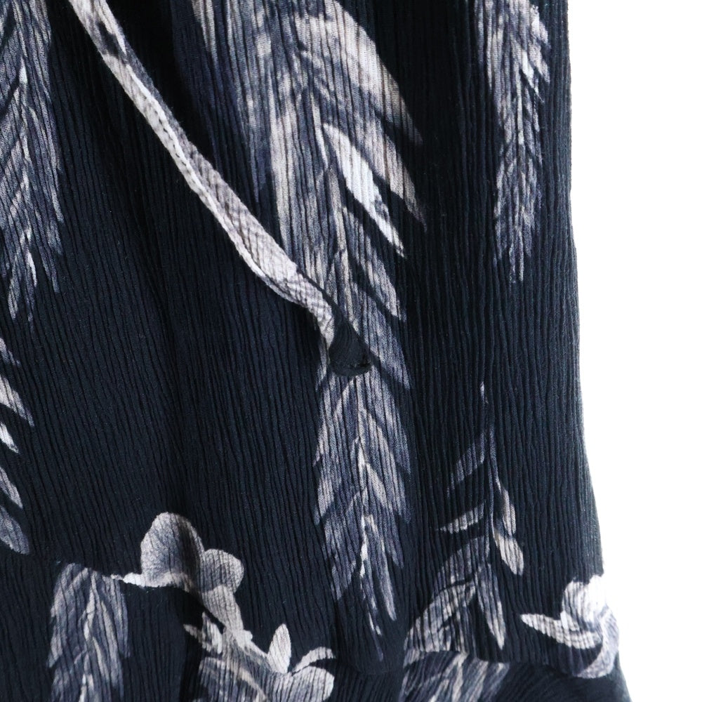 ALLSAINTS(オールセインツ) フラワープリント ノースリーブ シアー ドレープ ブラウス ワンピース レディース ブラック/グレー