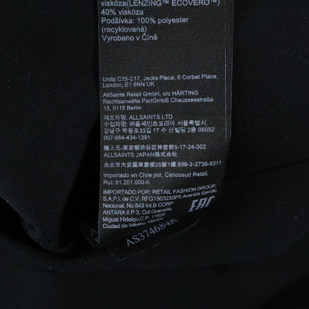 ALLSAINTS(オールセインツ) フラワープリント ノースリーブ シアー ドレープ ブラウス ワンピース レディース ブラック/グレー