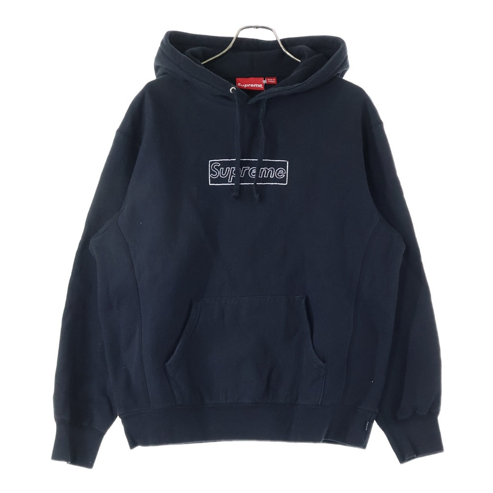 SUPREME(シュプリーム) 21SS×KAWS Chalk Logo Hooded Sweatshirt カウズ チョークボックスロゴ スウェットプルオーバーパーカー ブラック
