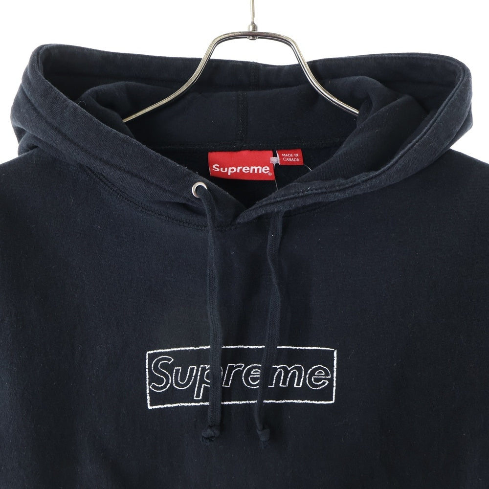 SUPREME(シュプリーム) 21SS×KAWS Chalk Logo Hooded Sweatshirt カウズ チョークボックスロゴ スウェットプルオーバーパーカー ブラック