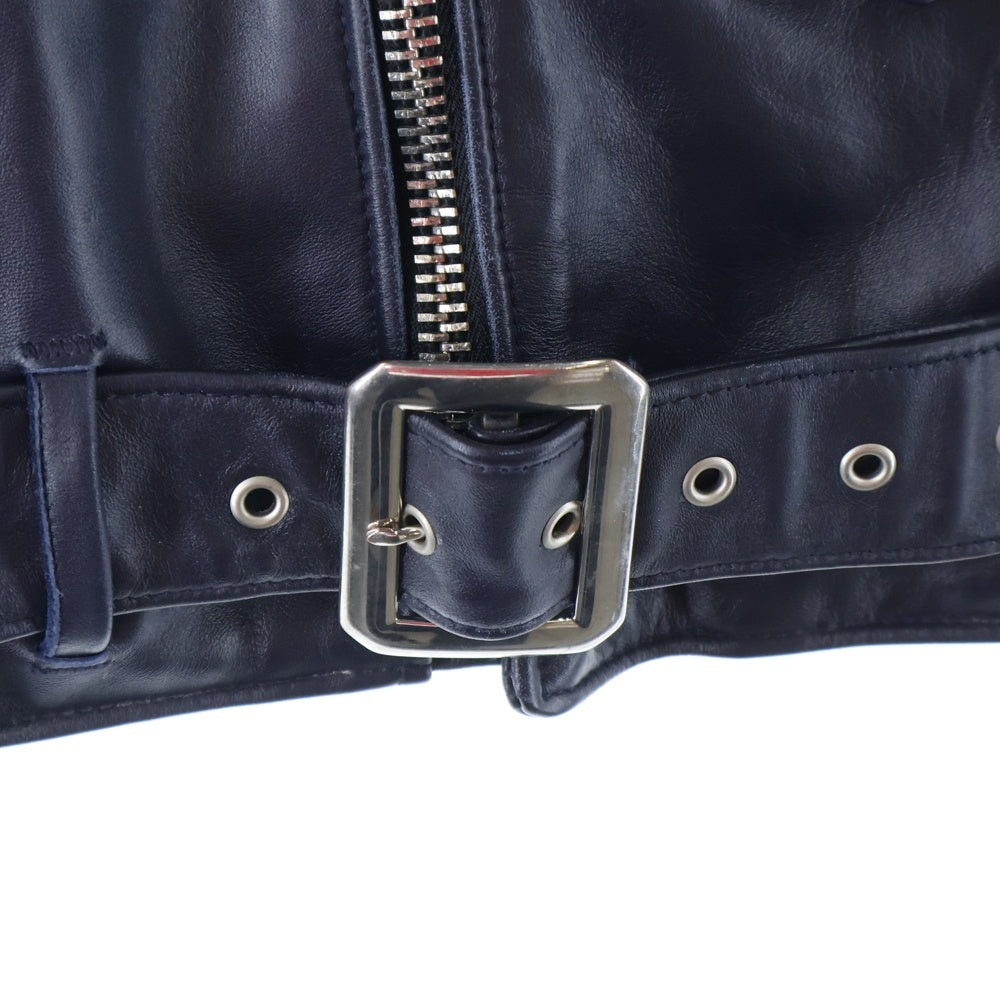 SCHOTT(ショット) ×FAT ×BEAUTY&YOUTH UNITED ARROWS ファット ビューティー アンド ユース ユナイテッドアローズ ダブルブレスト レザー ライダースジャケット ネイビー