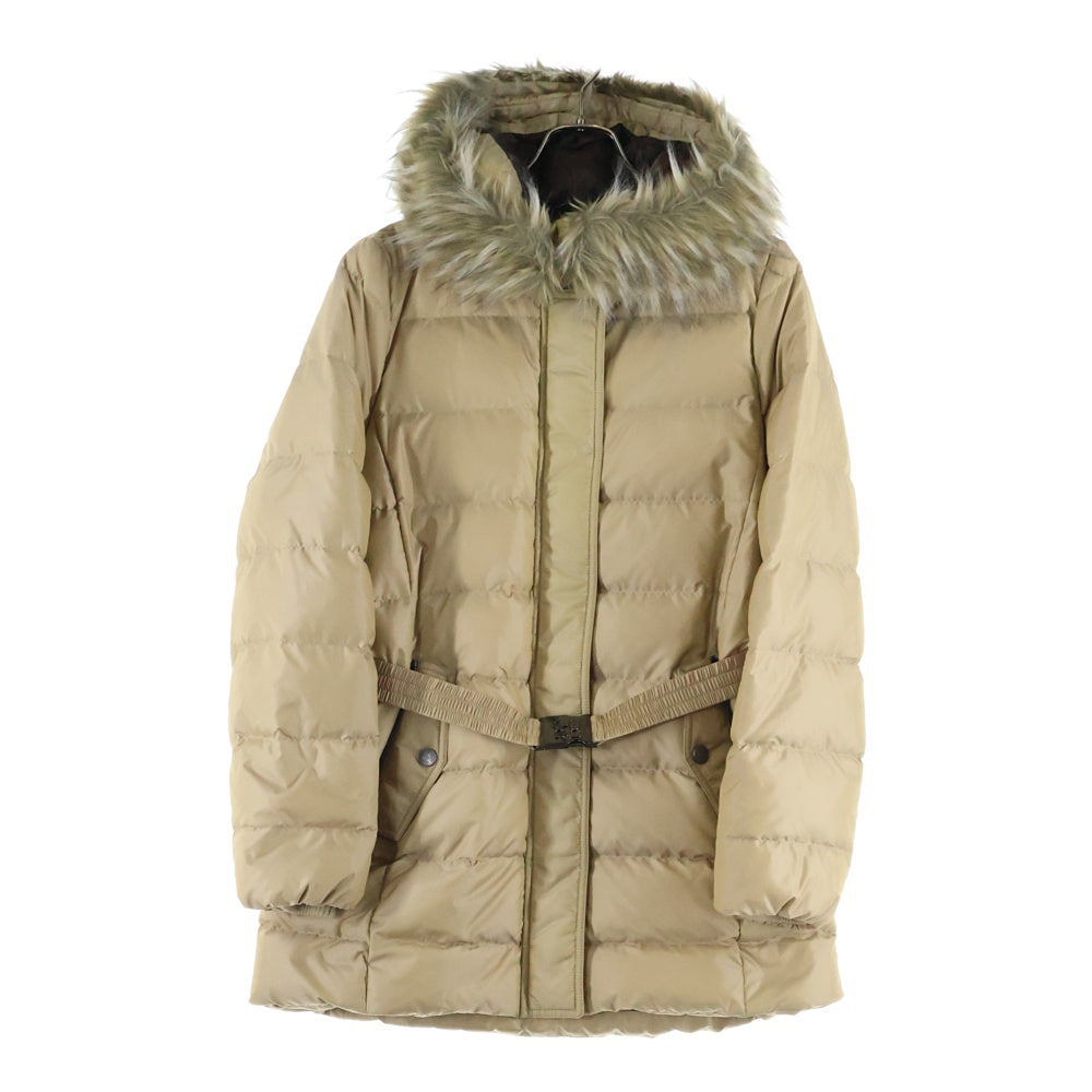 COACH(コーチ) ベルト付き フェイクファー フーデッドダウンコート ベージュ