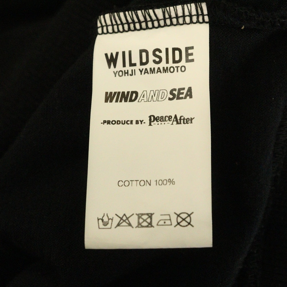 WIND AND SEA(ウィンダンシー) 22SS ×WILDSIDE YOHUJI YAMAMOTO DAMAGE CUTTING SHIRT ヨウジヤマモト ダメージ加工 カッティング クルーネック スウェット トレーナー ブラック