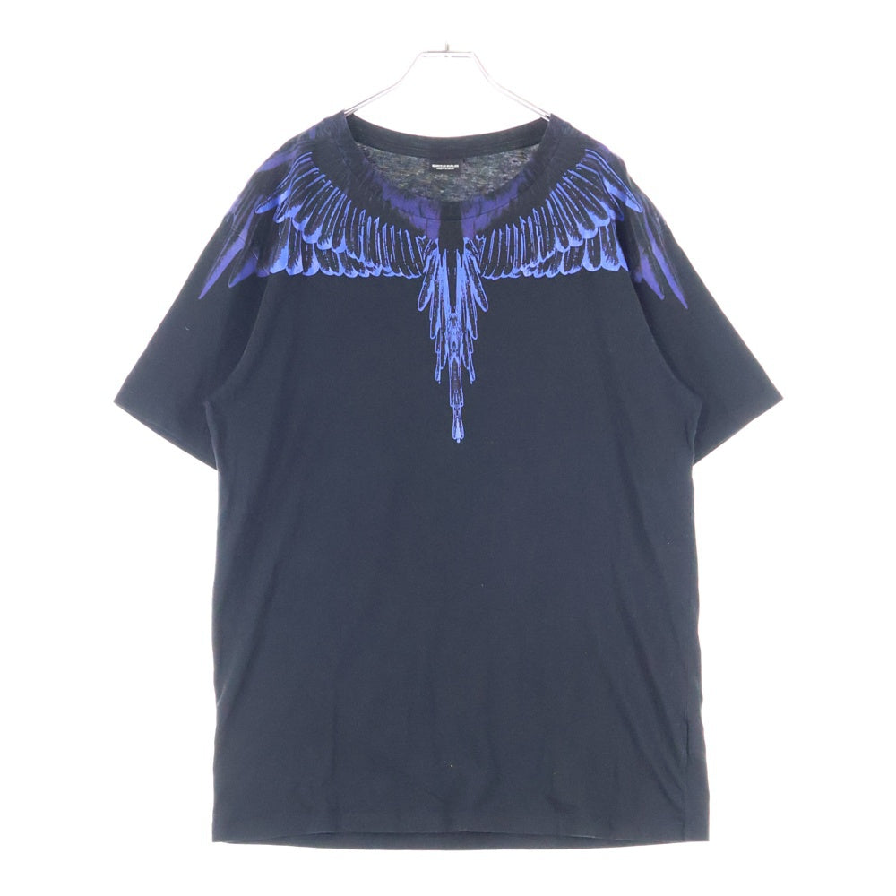 MARCELO BURLON(マルセロバーロン) フロントロゴデザインプリント クルーネック カットソー 半袖Tシャツ ブラック