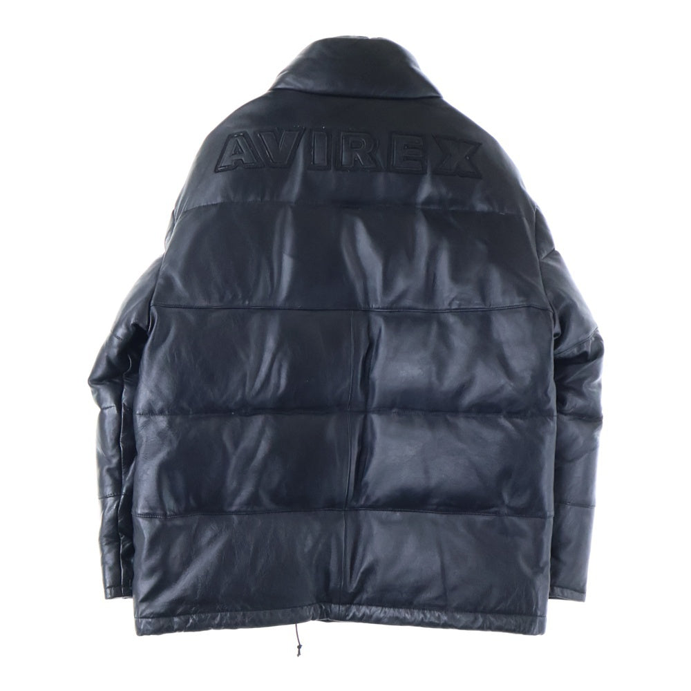 AVIREX(アヴィレックス) ロゴエンブロイダリー ラムレザー ジップアップジャケット ブラック 6161031