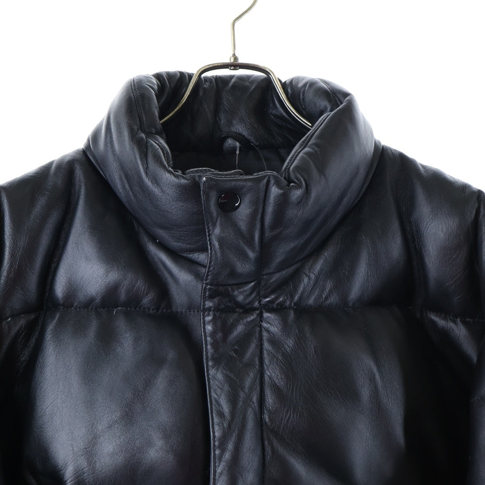 AVIREX(アヴィレックス) ロゴエンブロイダリー ラムレザー ジップアップジャケット ブラック 6161031