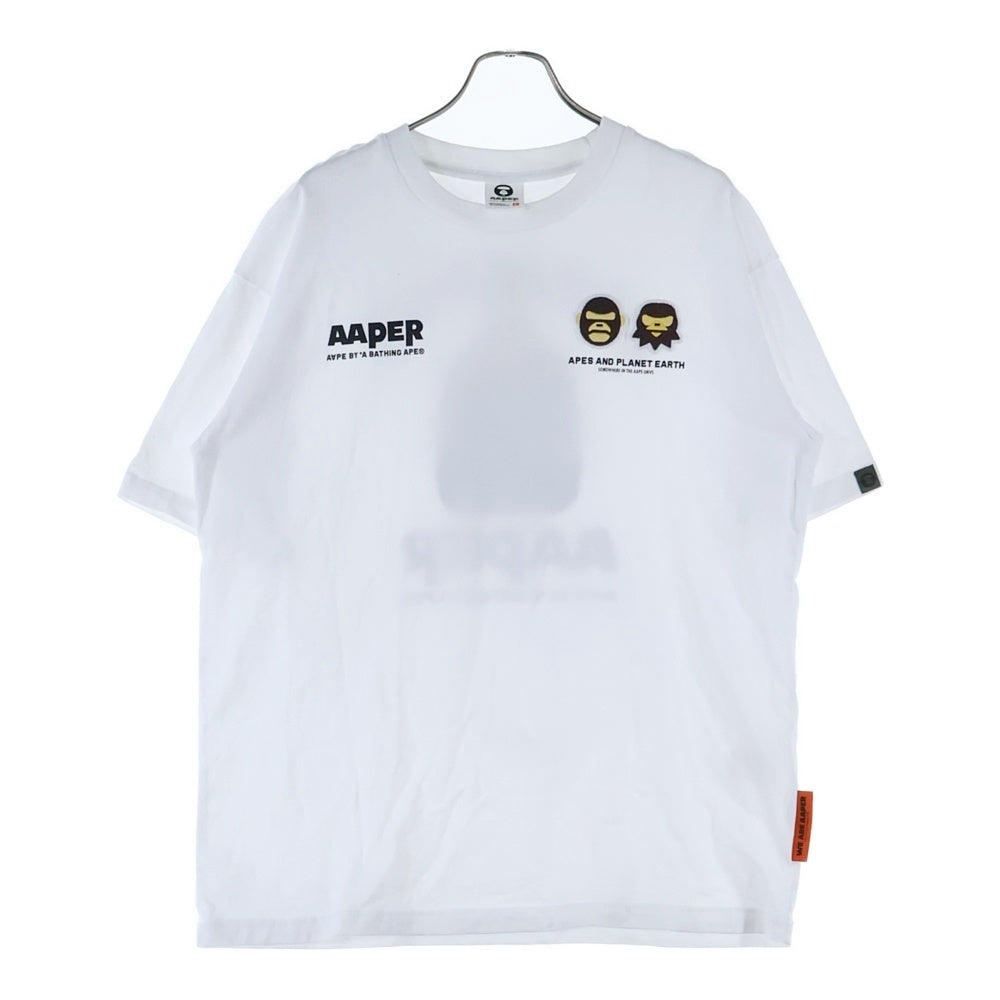 A BATHING APE(アベイシングエイプ) AAPER UNIVERSE TEE エイパー ユニバース ロゴエンブロイダリーデザイン クルーネック カットソー 半袖Tシャツ ホワイト AAPTEM1675XX0