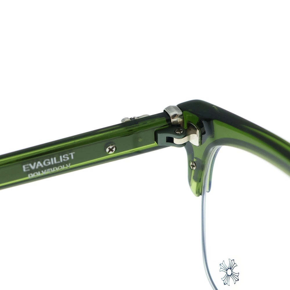 CHROME HEARTS(クロムハーツ) EVAGILIST ダガークロステンプル ウェリントンフレーム サングラス メガネ 眼鏡 グリーン/シルバー