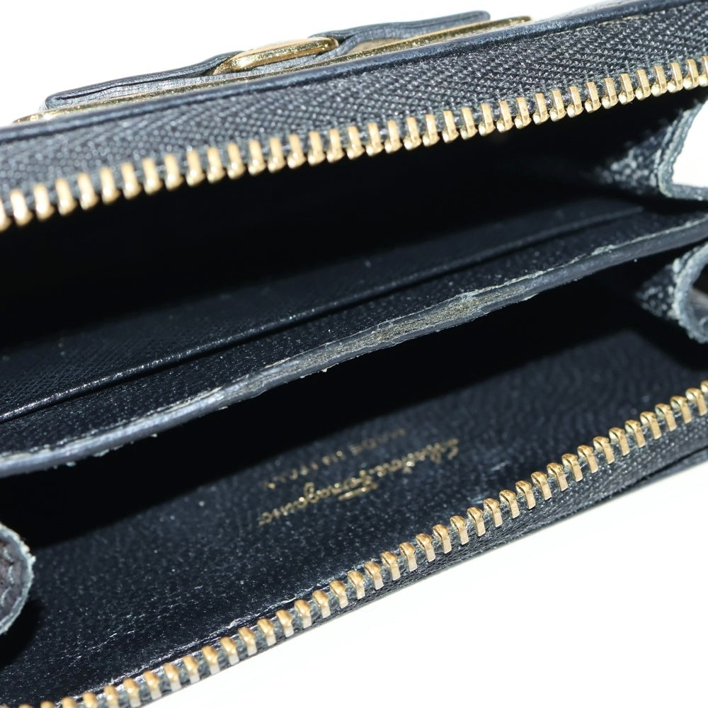 Salvatore Ferragamo(サルヴァトーレ フェラガモ) RIBBON COIN CASE リボンモチーフ ロゴデザイン レザー コインケース 財布 ブラック KB-22C128