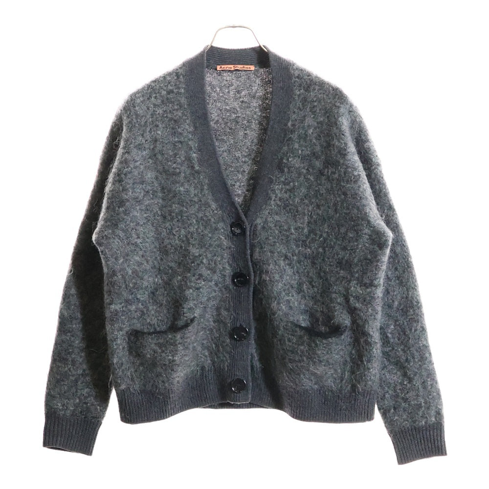 Acne Studios(アクネ ストゥディオズ) 21AW メランジ ダブルポケット 4B Vネック モヘアニット カーディガン グレー FN-WN-KNIT000297