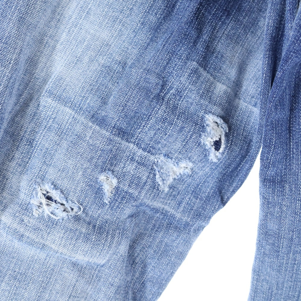 DSQUARED2(ディースクエアード) 23SS ICONプリント レギュラーカラー ロングスリーブ 長袖デニムウエスタンシャツ インディゴ S79DL0030 S30341