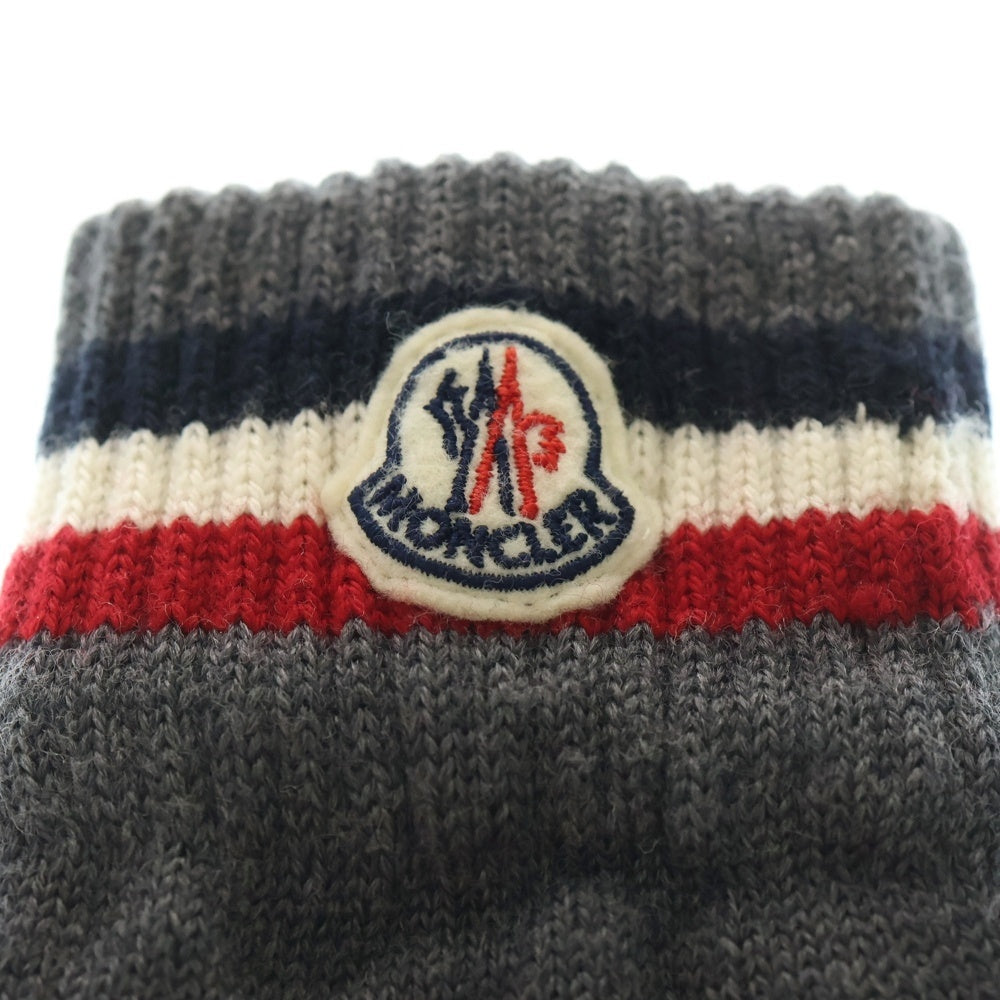 MONCLER(モンクレール) 19AW GUANTI グアンティ トリコロール ウールニット手袋 グレー E20910054900 02292