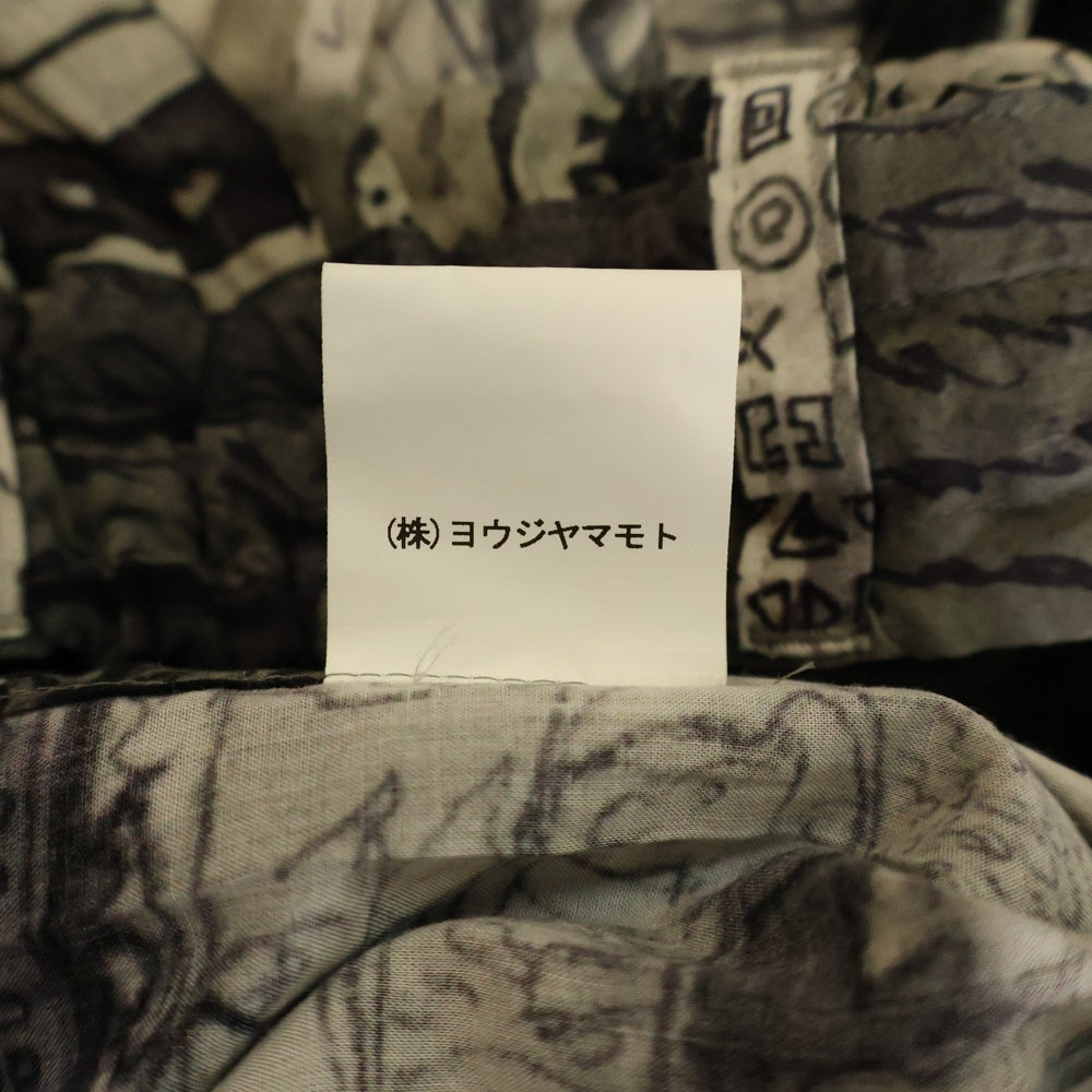 Ground Y(グラウンドワイ) SAMPLE サンプル アートデザイン 総柄 ドローストリング キュロット パンツ グレー/ブラック/ホワイト