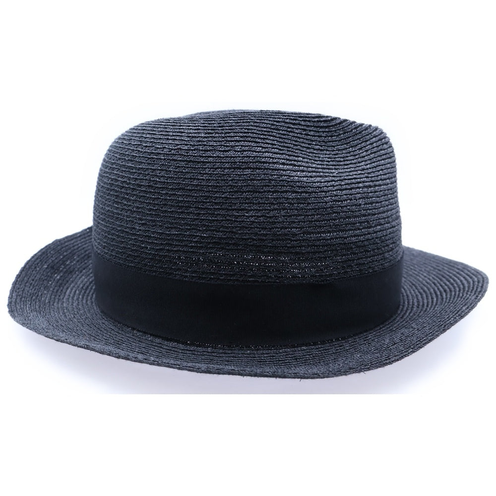 Yohji Yamamoto POUR HOMME(ヨウジヤマモト プールオム) リボンデザイン 中折れ パナマハット ブラック HB-H04-350