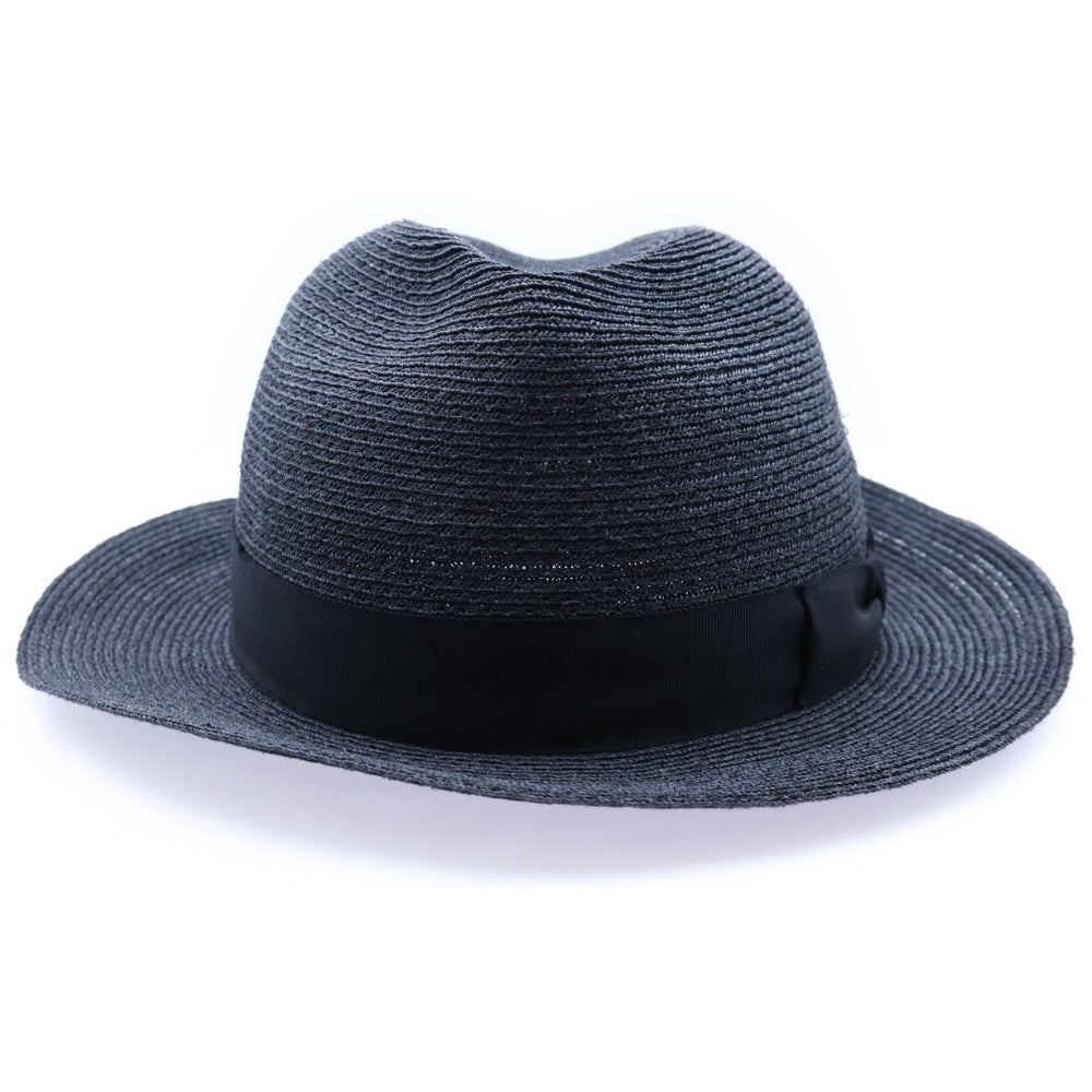 Yohji Yamamoto POUR HOMME(ヨウジヤマモト プールオム) リボンデザイン 中折れ パナマハット ブラック HB-H04-350