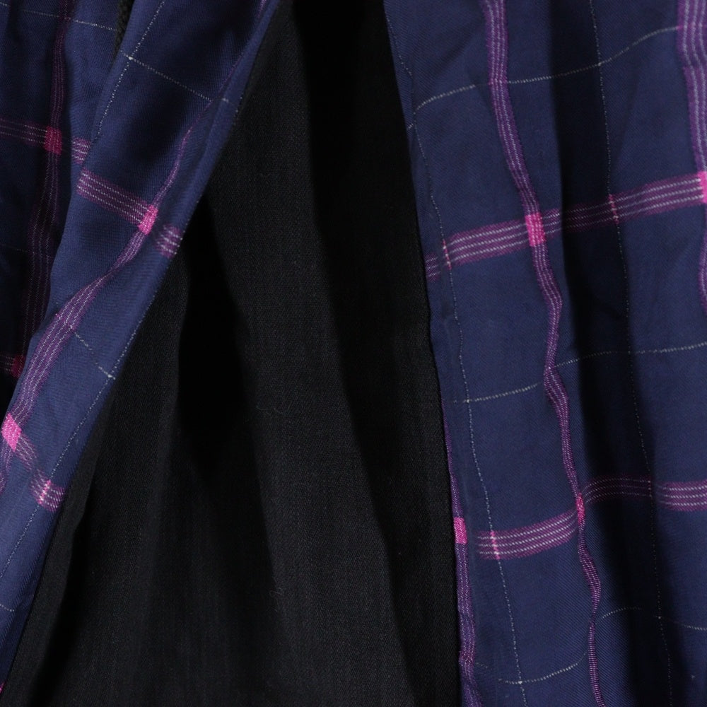 Y's(ワイズ) チェック柄 ドローストリング キュロット パンツ パープル/ブラック