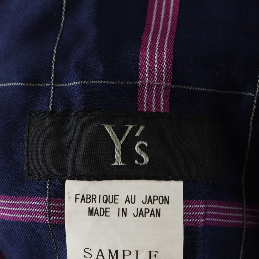 Y's(ワイズ) チェック柄 ドローストリング キュロット パンツ パープル/ブラック
