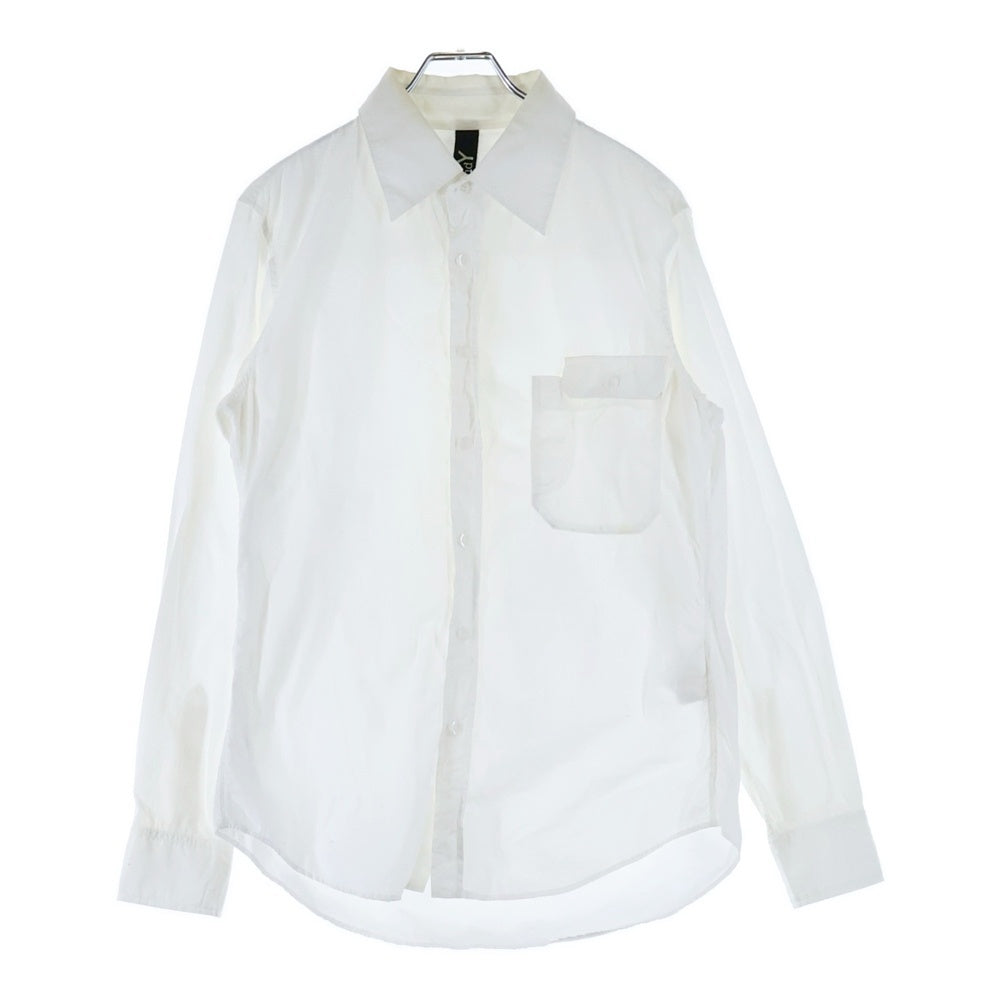 Ground Y(グラウンドワイ) フラップ付 長袖ボタンダウンシャツ ホワイト GH-B12-021