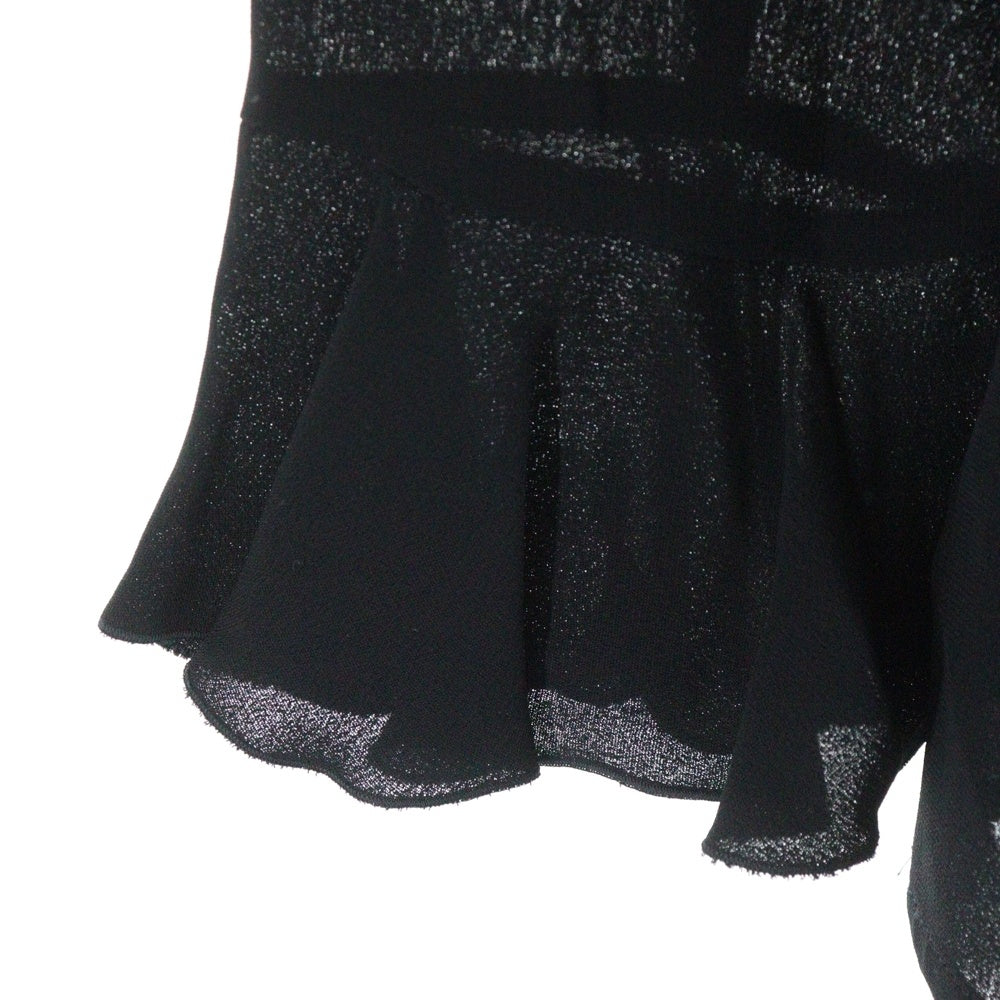 EMPORIO ARMANI(エンポリオアルマーニ) シアー フリル ボウタイ ロングスリーブ 長袖 シャツ ブラウス レディース ブラック D-TK-6246