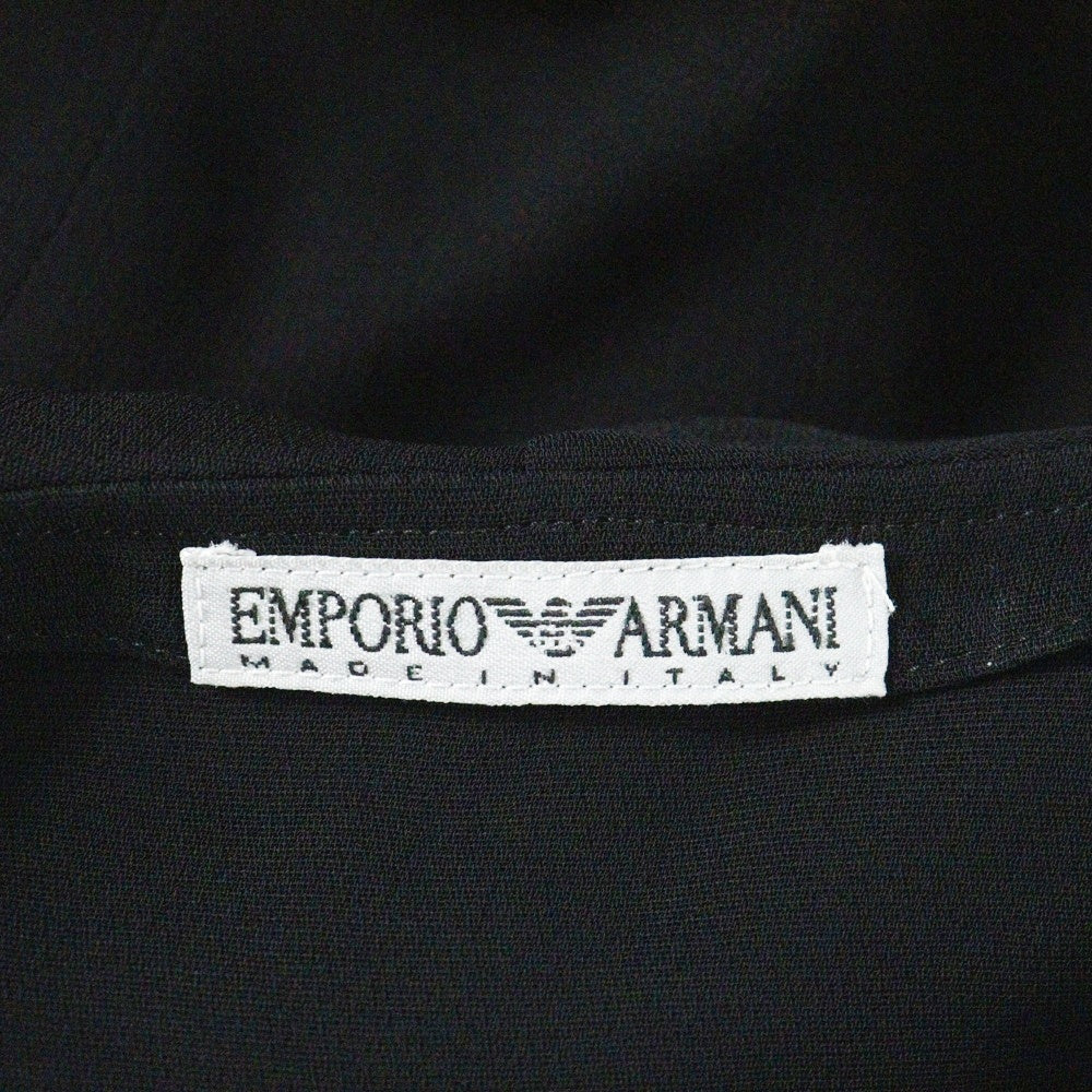 EMPORIO ARMANI(エンポリオアルマーニ) シアー フリル ボウタイ ロングスリーブ 長袖 シャツ ブラウス レディース ブラック D-TK-6246