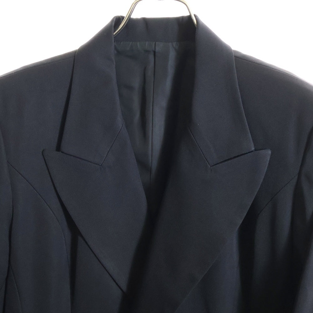 Y's(ワイズ) ビックシルエット ダブルブレスト ピークドラペル ロング ドレープ テーラードジャケット レディース ブラック YN-J54-113