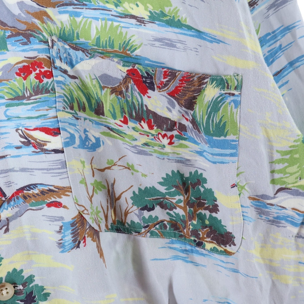 RALPH LAUREN(ラルフローレン) 80S 総柄 レーヨン オープンカラー 長袖アロハシャツ マルチカラー