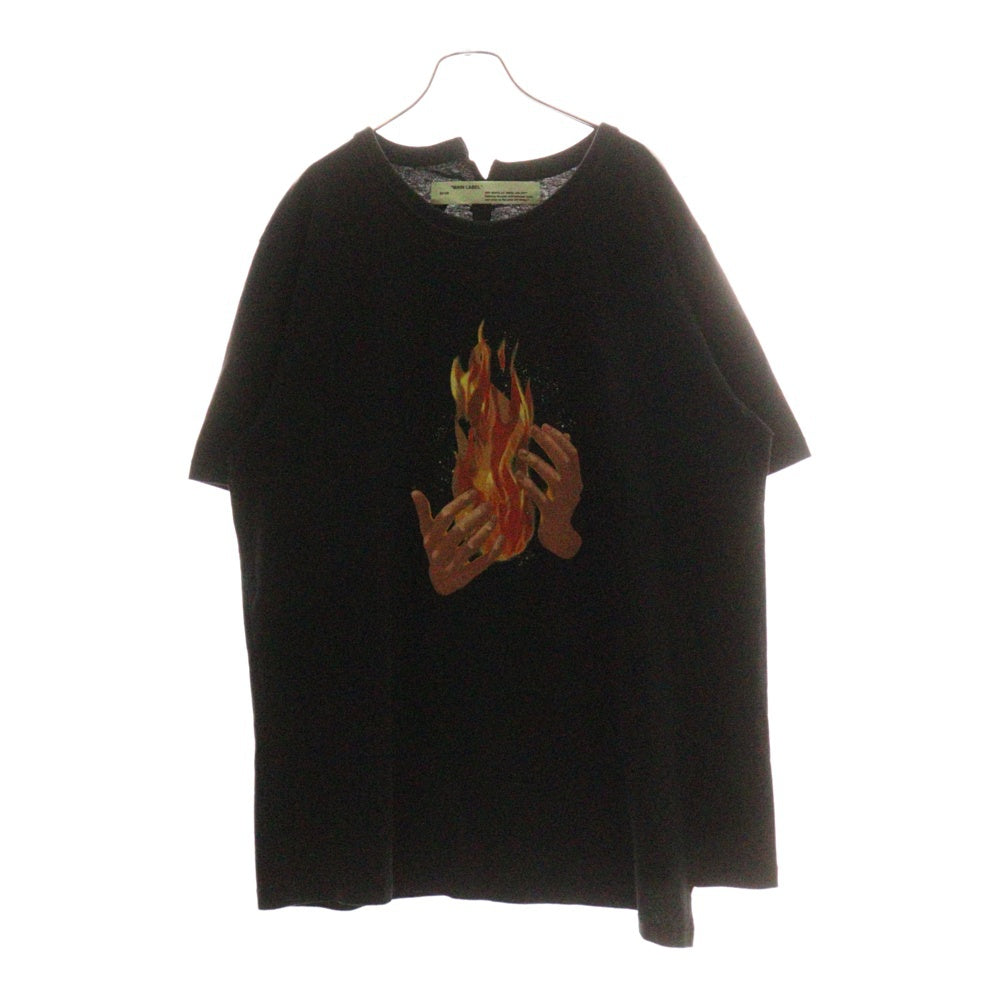 OFF-WHITE(オフホワイト) 18SS DIAG FIRE SPLICED S/S T-SHIRT ダイアゴナル ファイヤースプライスド 半袖Tシャツ カットソー ブラック OMAA032S18185078
