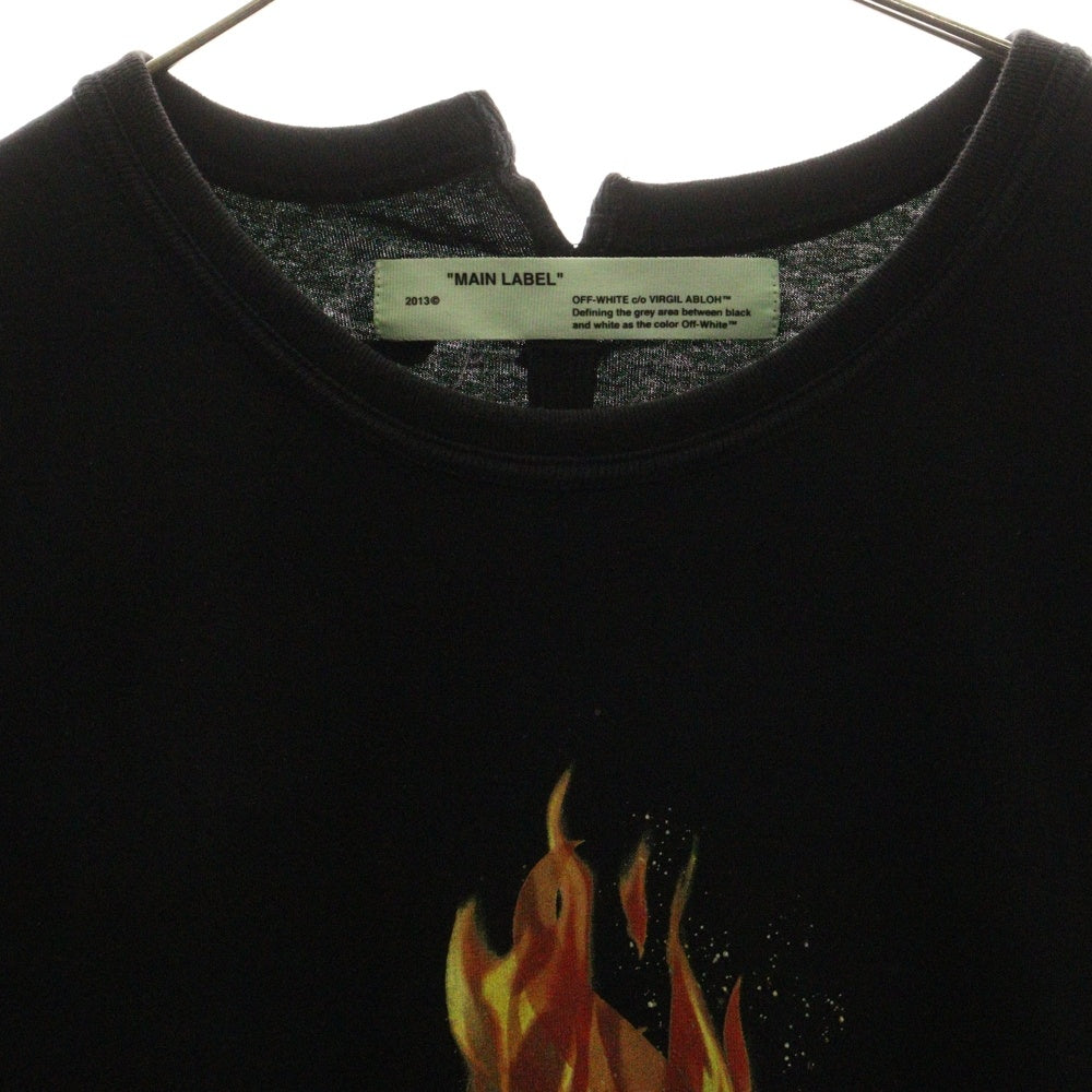 OFF-WHITE(オフホワイト) 18SS DIAG FIRE SPLICED S/S T-SHIRT ダイアゴナル ファイヤースプライスド 半袖Tシャツ カットソー ブラック OMAA032S18185078