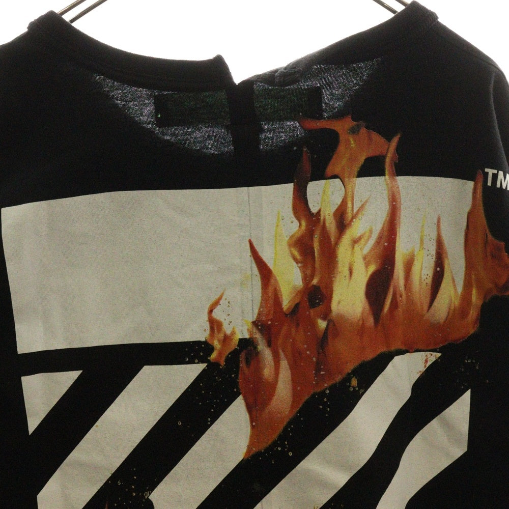 OFF-WHITE(オフホワイト) 18SS DIAG FIRE SPLICED S/S T-SHIRT ダイアゴナル ファイヤースプライスド 半袖Tシャツ カットソー ブラック OMAA032S18185078