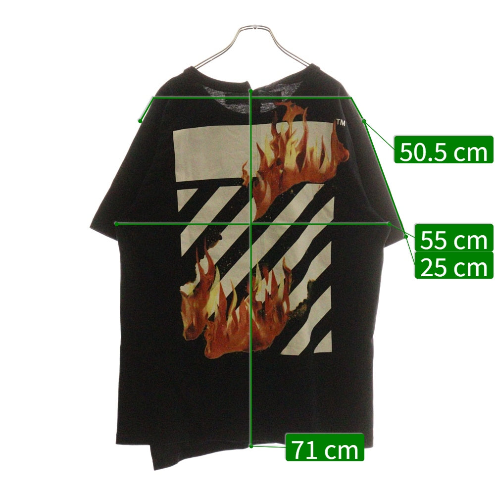 OFF-WHITE(オフホワイト) 18SS DIAG FIRE SPLICED S/S T-SHIRT ダイアゴナル ファイヤースプライスド 半袖Tシャツ カットソー ブラック OMAA032S18185078