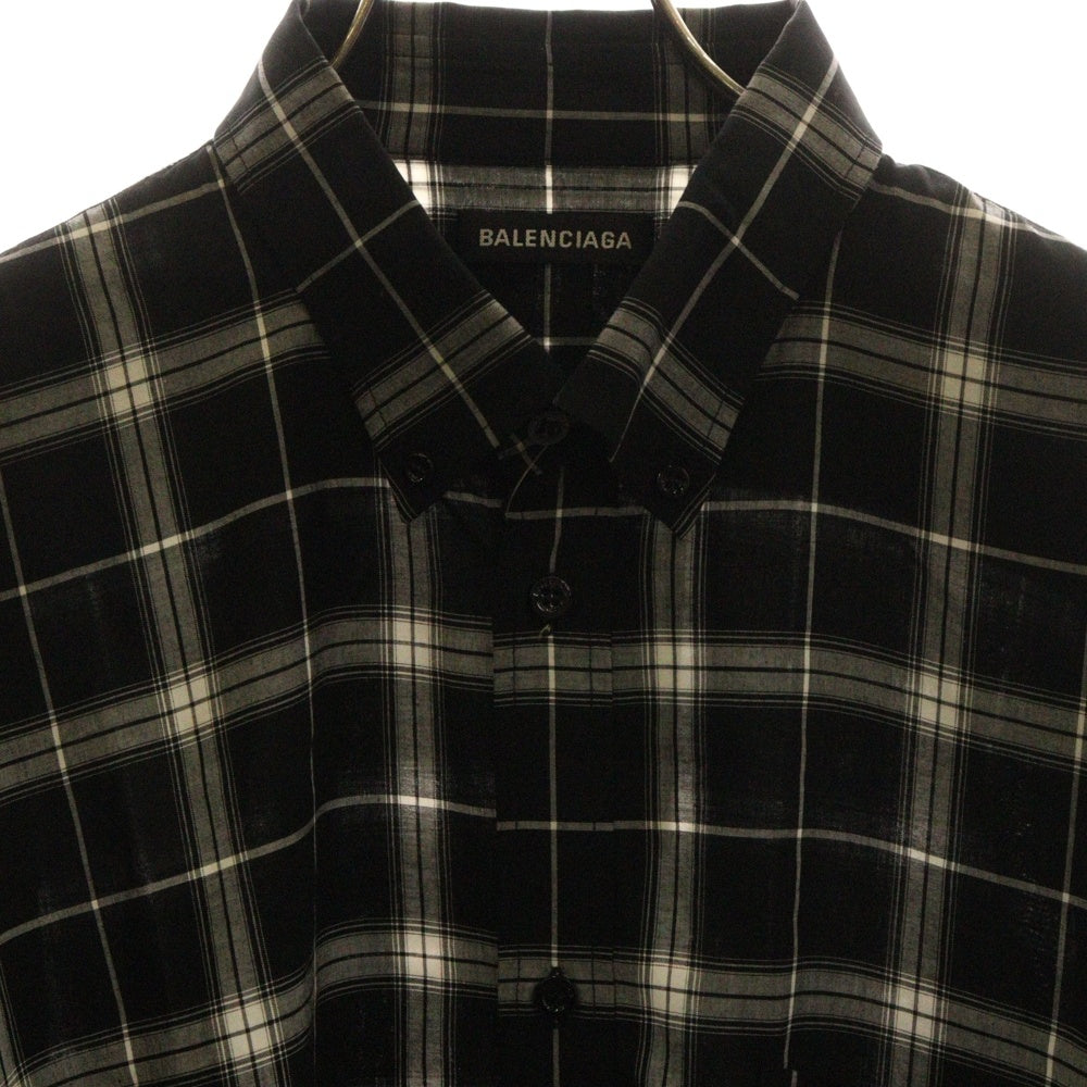 BALENCIAGA(バレンシアガ) 19SS Back Logo Check L/S Shirt バックロゴ チェック長袖シャツ ブラック 556878 TDM03