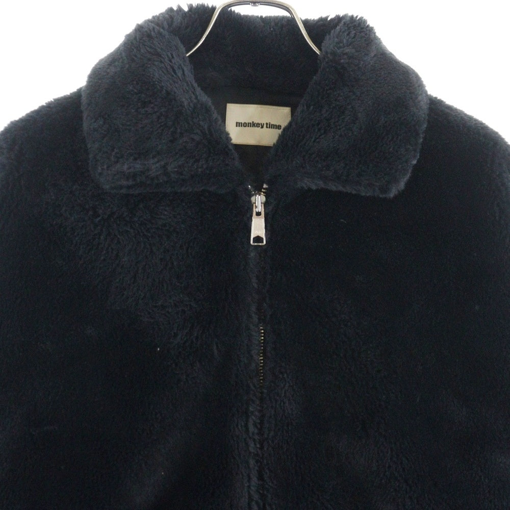 monkey time(モンキータイム) MT FAUX FUR ZIP BLSN ダブルポケット ジップアップ ファーブルゾン ジャケット ブラック 8325-199-1484