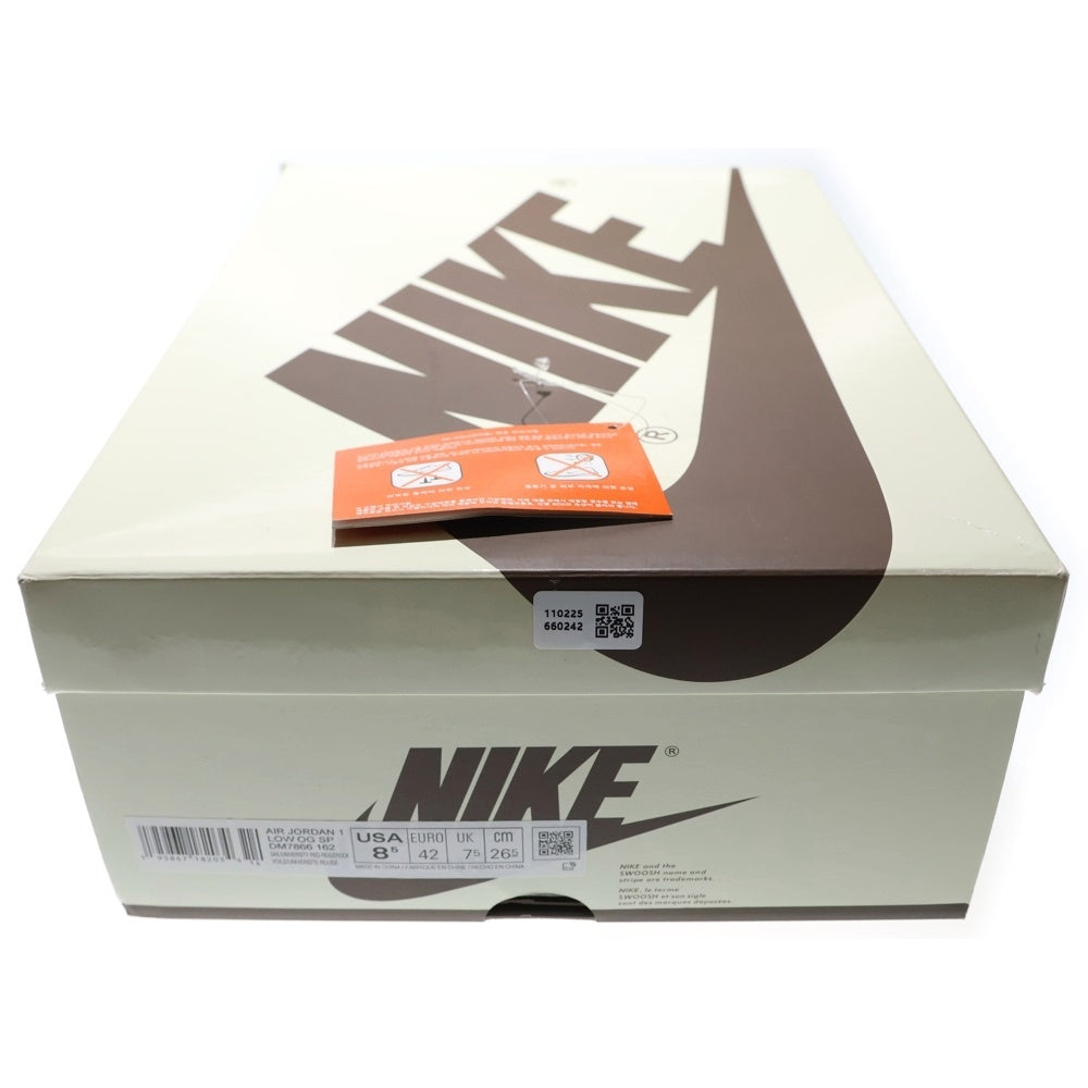 NIKE(ナイキ) ×TRAVIS SCOTT AIR JORDAN 1 REVERSE MOCHA トラヴィススコット エアジョーダン1 ローカットスニーカー リバースモカ カーキ US8.5/26.5cm DM7866-162