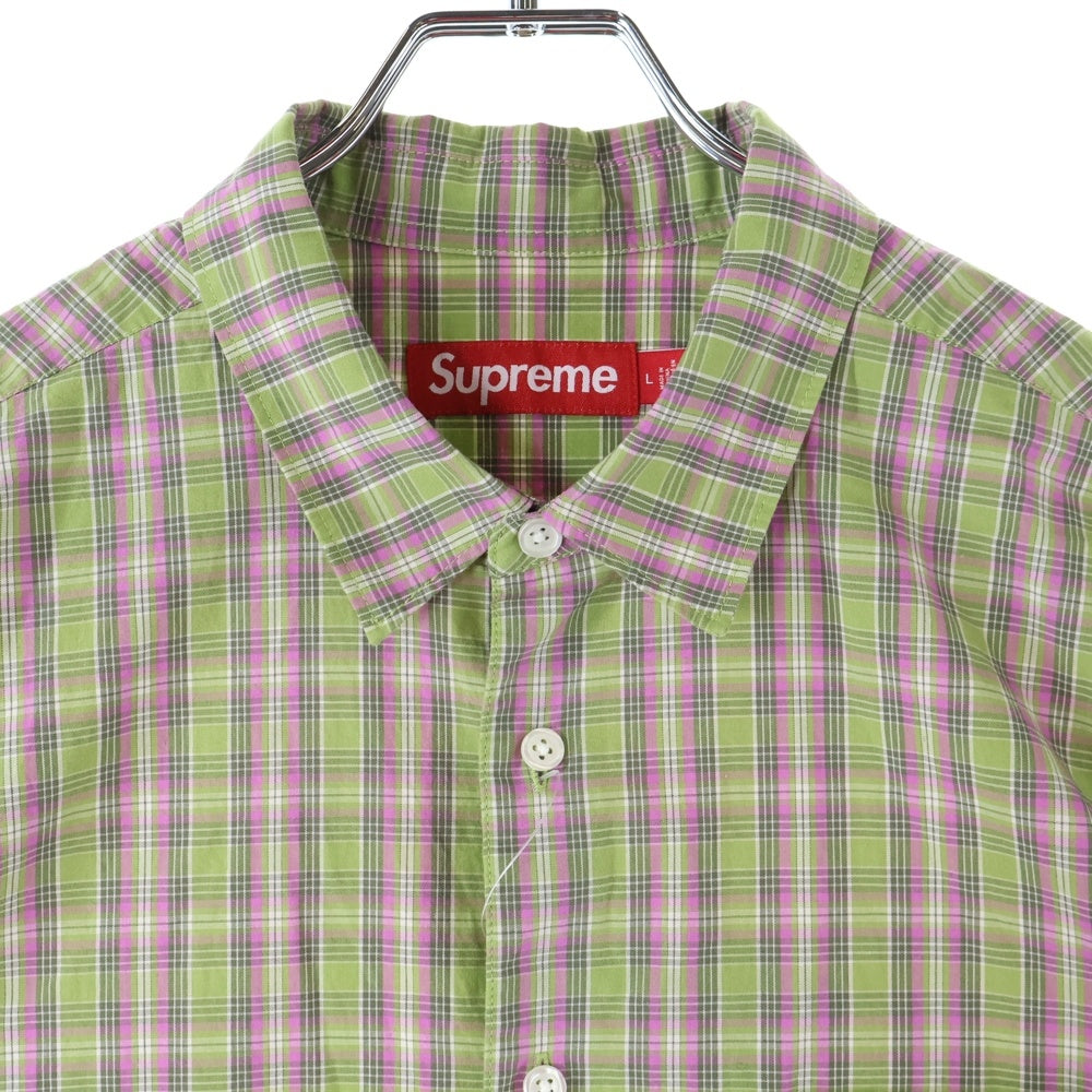 SUPREME(シュプリーム) 24SS Loose Fit Mini Plaid S/S Shirt ルーズフィット ミニプレイド 半袖シャツ グリーン
